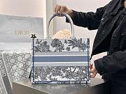 Dioriviera Medium Dior Book Tote White and Azure Blue Toile de Jouy Palms Embroidery - 36x27.5x16.5cm - 3