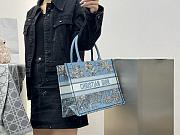 Dioriviera Medium Dior Book Tote Celestial Blue and White Toile de Jouy Palms Embroidery - 36x27.5x16.5cm - 2