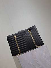 YSL Grain De Poudre Matelasse Chevron Monogram Shopping Bag Black - 33x22x15cm - 5