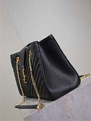 YSL Grain De Poudre Matelasse Chevron Monogram Shopping Bag Black - 33x22x15cm - 2