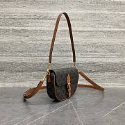 Celine Folco Shoulder Bag In Triomphe Canvas and Calfskin Tan - 20x14x5cm - 2