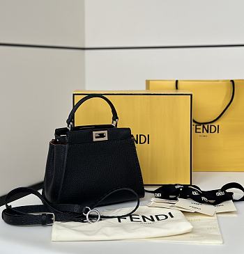 Fendi Peekaboo Mini Black Selleria Bag Cuoio Romano Calfskin - 23cm