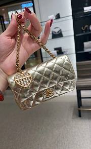Chanel Classic Mini Bag With Hook Metallic Calfskin & Gold Metal Gold - 19x11x7cm - 6