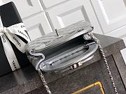 Chanel 25 Metallic Calfskin Silver Kelly Bag - 13x19x7cm - 5