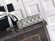 Chanel 25 Metallic Calfskin Silver Kelly Bag - 13x19x7cm - 3
