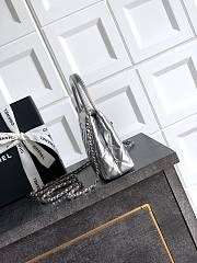 Chanel 25 Metallic Calfskin Silver Kelly Bag - 13x19x7cm - 2