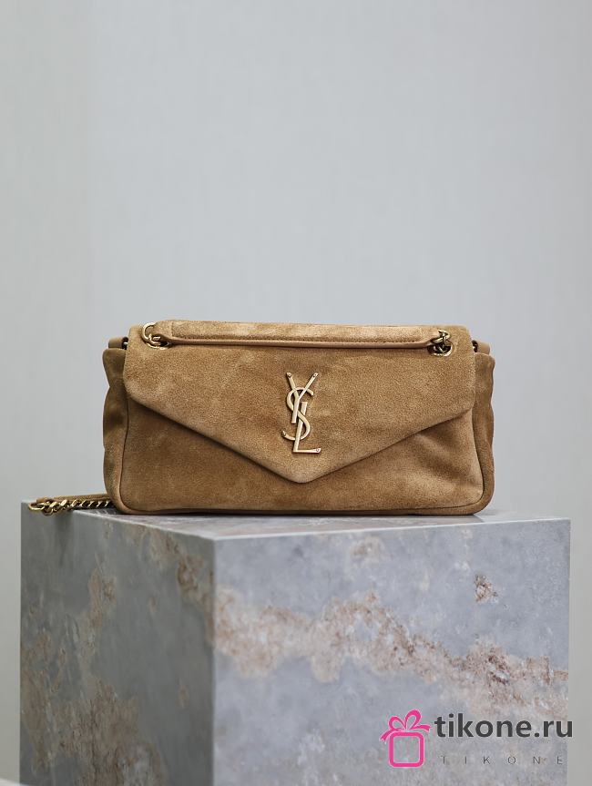YSL Calypso Small in SuedeLeather Gold - 26x14x7cm - 1