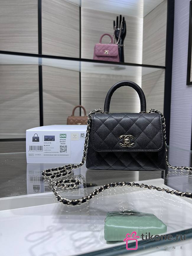Chanel 24 Coco Handle Grained Calfskin Black 14cm - 1