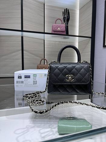 Chanel 24 Coco Handle Grained Calfskin Black 14cm