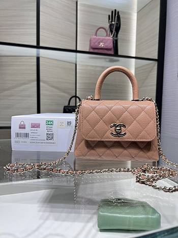 Chanel 24 Coco Handle Grained Calfskin Sand 14cm