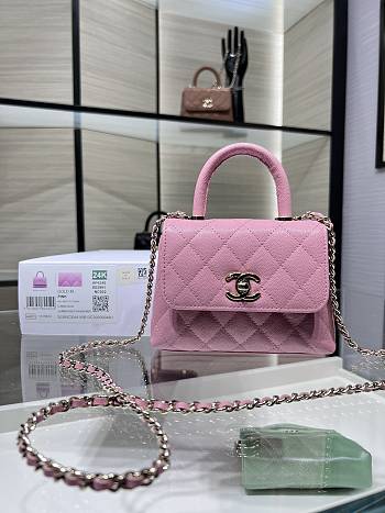 Chanel 24 Coco Handle Grained Calfskin Pink 14cm