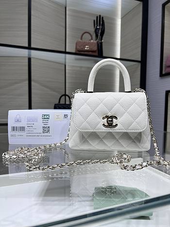 Chanel 24 Coco Handle Grained Calfskin White 14cm