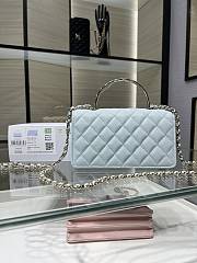 Chanel Clutch With Chain Grained Calfskin & Gold-Tone Metal Light Blue - 19cm - 2