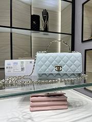 Chanel Clutch With Chain Grained Calfskin & Gold-Tone Metal Light Blue - 19cm - 3