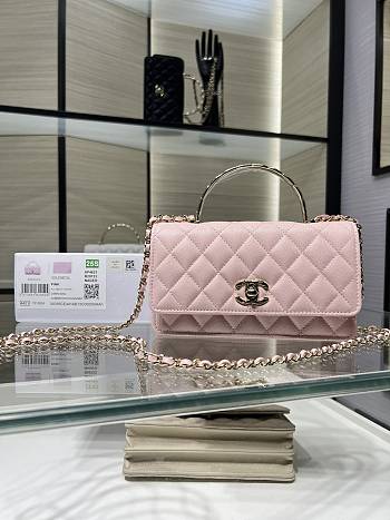 Chanel Clutch With Chain Grained Calfskin & Gold-Tone Metal Light Pink - 19cm