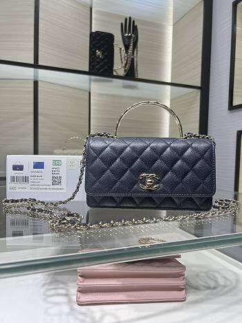 Chanel Clutch With Chain Grained Calfskin & Gold-Tone Metal Navy Blue - 19cm