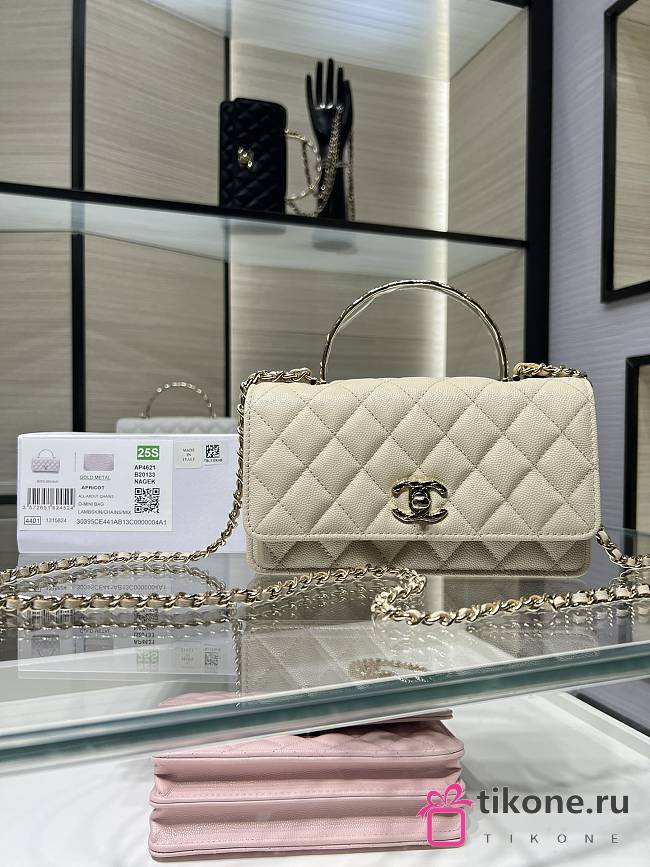 Chanel Clutch With Chain Grained Calfskin & Gold-Tone Metal Beige - 19cm - 1