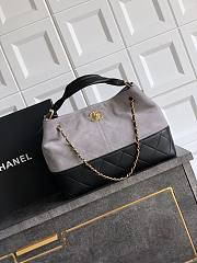 Chanel Small Tote Suede Calfskin Shiny Lambskin & Gold-Tone Metal Gray & Black - 36x24x14cm - 3