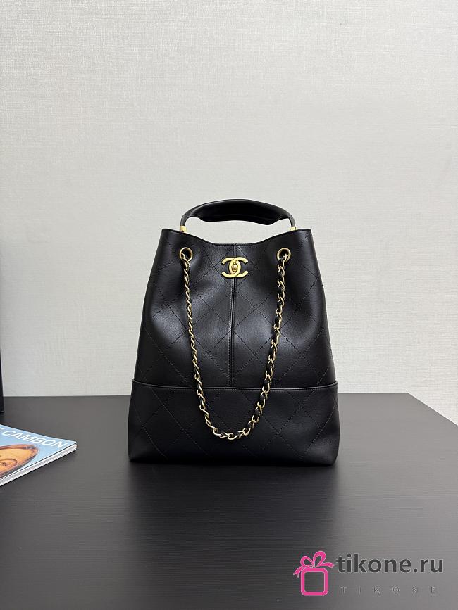 Chanel Shopping Bag Calfskin & Gold-Tone Metal Black - 39x33.5x16cm - 1