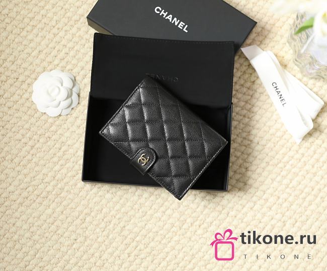 Chanel Caviar Quilted Passport Holder Black Gold Hardware - 14x10.5x2cm - 1