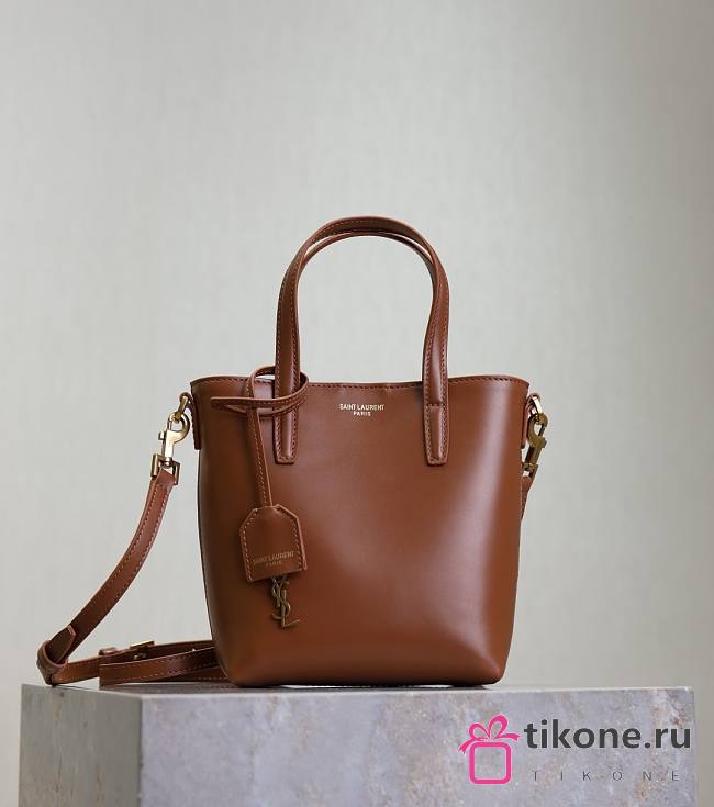 YSL Mini Toy Shopping in Box Leather Brown - 18x17x8cm - 1
