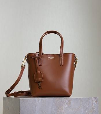 YSL Mini Toy Shopping in Box Leather Brown - 18x17x8cm
