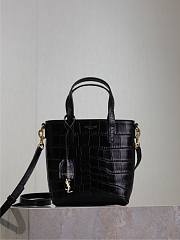YSL Mini Toy Shopping in Crocodile Embossed Leather Black - 18x17x8cm - 1