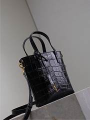 YSL Mini Toy Shopping in Crocodile Embossed Leather Black - 18x17x8cm - 2