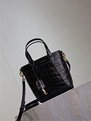 YSL Mini Toy Shopping in Crocodile Embossed Leather Black - 18x17x8cm - 3