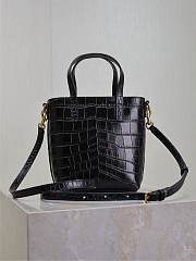 YSL Mini Toy Shopping in Crocodile Embossed Leather Black - 18x17x8cm - 4