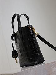 YSL Mini Toy Shopping in Crocodile Embossed Leather Black - 18x17x8cm - 6