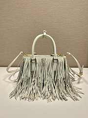 Prada Galleria Small Leather Bag With Fringe White 1BA896 - 24.5x18.5x11cm - 6