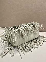 Prada Galleria Small Leather Bag With Fringe White 1BA896 - 24.5x18.5x11cm - 5