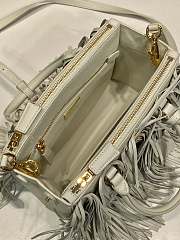 Prada Galleria Small Leather Bag With Fringe White 1BA896 - 24.5x18.5x11cm - 4