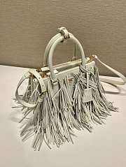 Prada Galleria Small Leather Bag With Fringe White 1BA896 - 24.5x18.5x11cm - 2