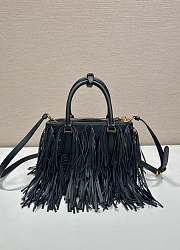 Prada Galleria Small Leather Bag With Fringe Black 1BA896 - 24.5x18.5x11cm - 5