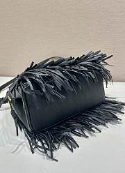 Prada Galleria Small Leather Bag With Fringe Black 1BA896 - 24.5x18.5x11cm - 3
