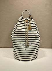Prada Striped Canvas Drawstring Duffel Bag Ivory/Blue 2VY011 - 55x34x34 - 1