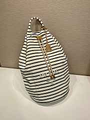 Prada Striped Canvas Drawstring Duffel Bag Ivory/Blue 2VY011 - 55x34x34 - 4