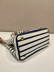Prada Jardiniere Striped Cotton Canvas Mini Bag Ivory/Blue 1BA038 - 22x15x13cm - 5