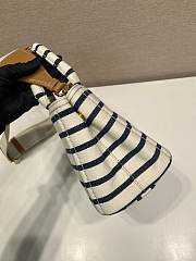 Prada Jardiniere Striped Cotton Canvas Mini Bag Ivory/Blue 1BA038 - 22x15x13cm - 4