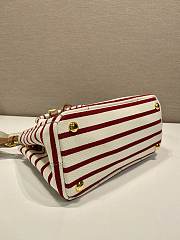 Prada Jardiniere Striped Cotton Canvas Mini Bag Ivory/Red 1BA038 - 22x15x13cm - 3
