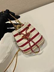 Prada Striped Fabric Mini Pouch 1NR16H Ivory/Red - 9.5x9x6cm - 4