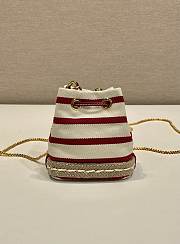Prada Striped Fabric Mini Pouch 1NR16H Ivory/Red - 9.5x9x6cm - 3