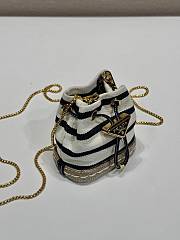 Prada Striped Fabric Mini Pouch 1NR16H Ivory/Blue - 9.5x9x6cm - 6