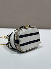 Prada Striped Fabric Mini Pouch 1NR16H Ivory/Blue - 9.5x9x6cm - 5