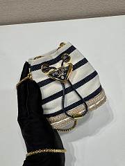 Prada Striped Fabric Mini Pouch 1NR16H Ivory/Blue - 9.5x9x6cm - 3
