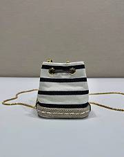 Prada Striped Fabric Mini Pouch 1NR16H Ivory/Blue - 9.5x9x6cm - 4