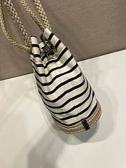 Prada Mariner Small Striped Fabric Bucket Bag 1BE082 Ivory/Blue - 28x23.5x15cm - 3