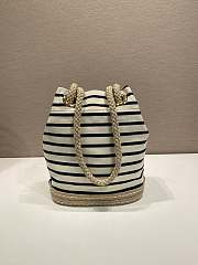 Prada Mariner Small Striped Fabric Bucket Bag 1BE082 Ivory/Blue - 28x23.5x15cm - 5